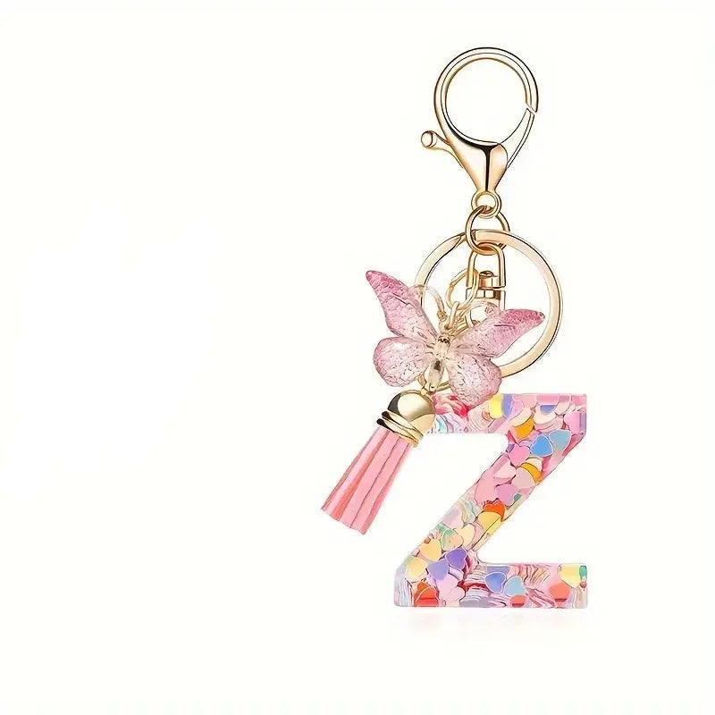 Elegant A-Z Letter Keychain – Durable Zinc Alloy and Resin Pendant with Lobster Clasp for Keys, Bags, Accessories, and Valentine’s Day Gifts - Home Fads 