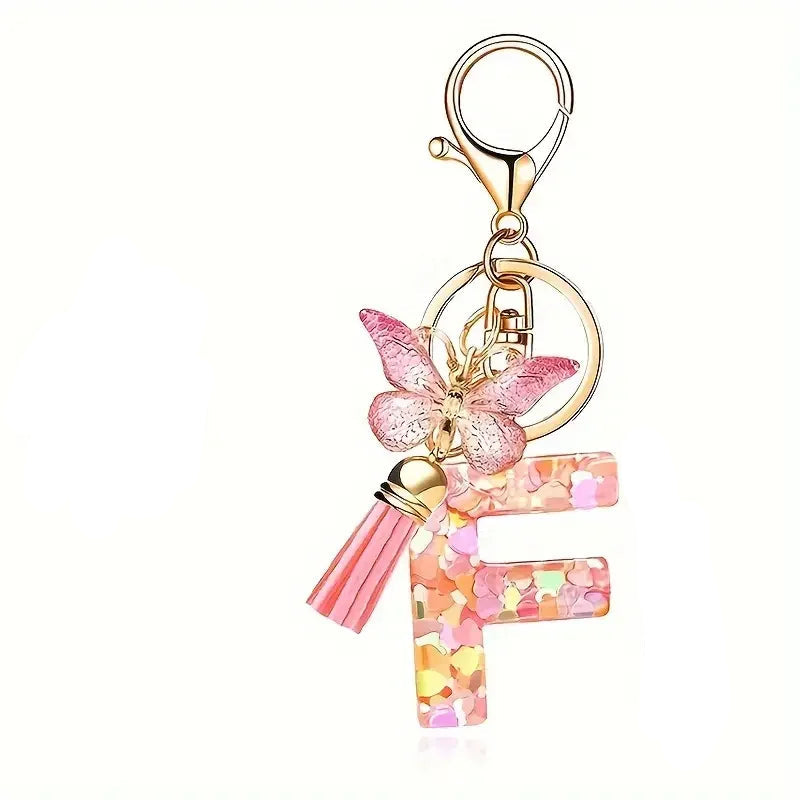 Elegant A-Z Letter Keychain – Durable Zinc Alloy and Resin Pendant with Lobster Clasp for Keys, Bags, Accessories, and Valentine’s Day Gifts - Home Fads 