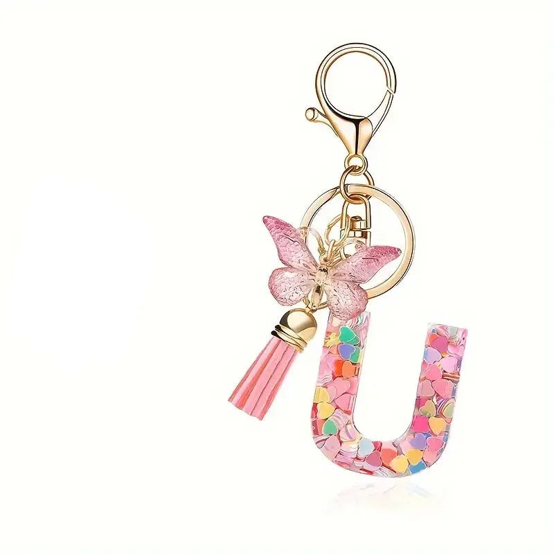 Elegant A-Z Letter Keychain – Durable Zinc Alloy and Resin Pendant with Lobster Clasp for Keys, Bags, Accessories, and Valentine’s Day Gifts - Home Fads 