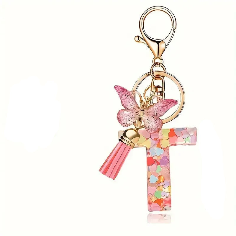 Elegant A-Z Letter Keychain – Durable Zinc Alloy and Resin Pendant with Lobster Clasp for Keys, Bags, Accessories, and Valentine’s Day Gifts - Home Fads 