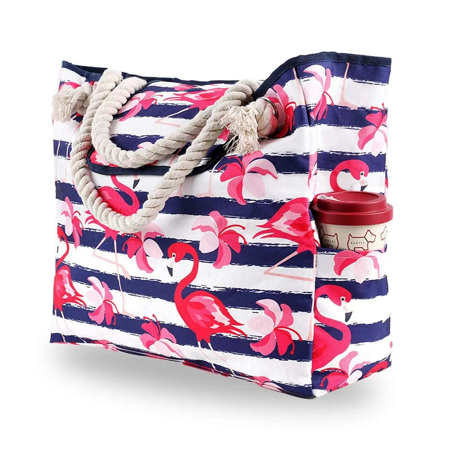 Elegant Striped Canvas Tote for Women - Spacious and Versatile Shoulder Bag for Shopping, Travel, School, and Beach