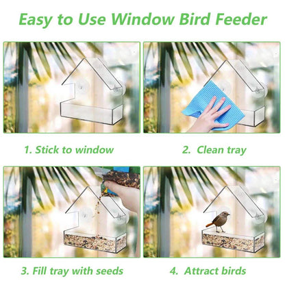 Elite Clear View Window Bird Feeder with Strong Adhesive Mounts - Home Fads 