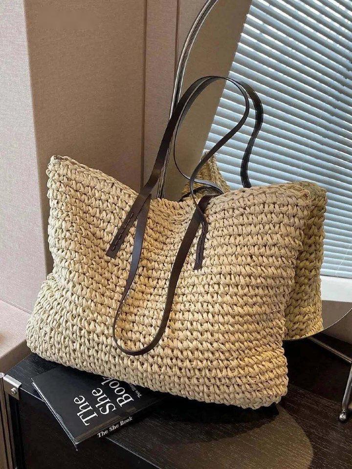 Exquisite Handwoven Straw Tote Bag - Stylish and Spacious Shoulder Handbag for Women - Perfect for Summer Beach Outings and Casual Shopping - Home Fads 