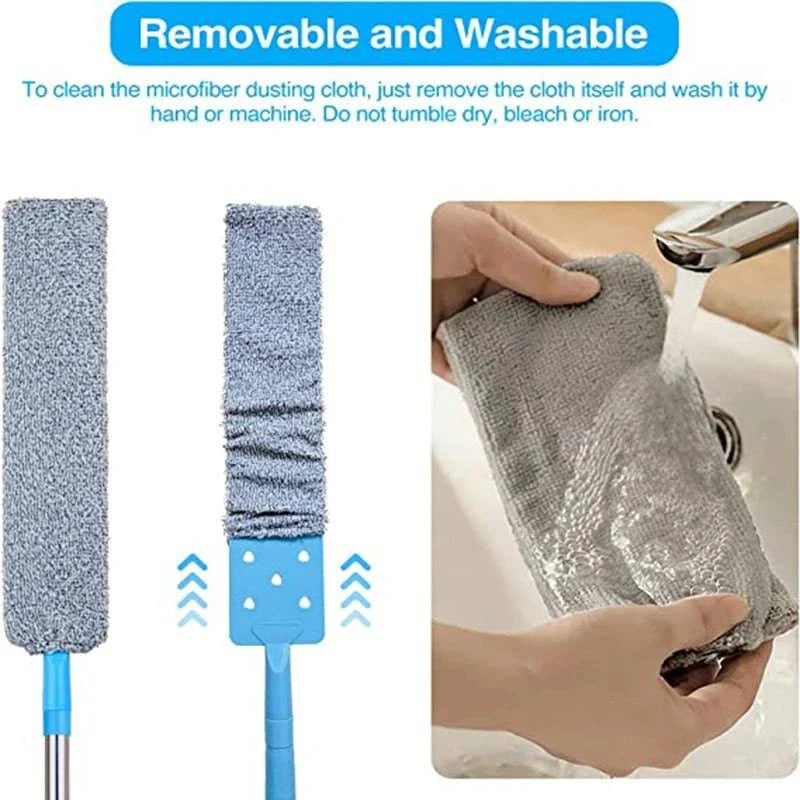 Extendable Microfiber Duster with Telescopic Handle – Flexible, Washable Brush for Furniture, Ceilings & Hard-to-Reach Areas - Home Fads 