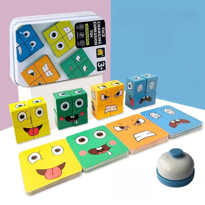 Family Fun Wooden Face Expression Puzzle Blocks - Montessori Educational Toy - Ideal Gift for Children - Home Fads 