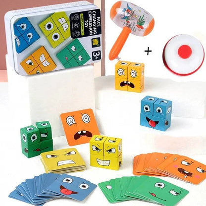 Family Fun Wooden Face Expression Puzzle Blocks - Montessori Educational Toy - Ideal Gift for Children - Home Fads 