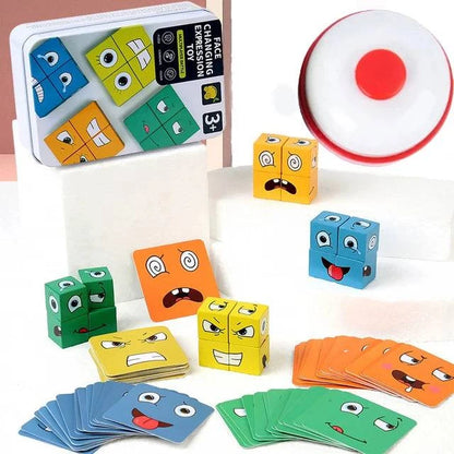 Family Fun Wooden Face Expression Puzzle Blocks - Montessori Educational Toy - Ideal Gift for Children - Home Fads 