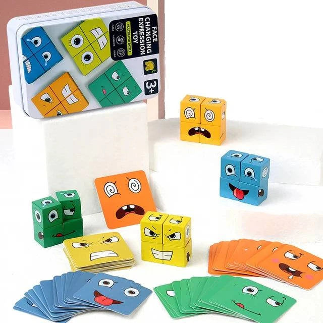 Family Fun Wooden Face Expression Puzzle Blocks - Montessori Educational Toy - Ideal Gift for Children - Home Fads 