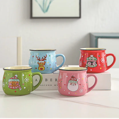 Festive Ceramic Mug with Cartoon Characters – 150ml Holiday-Themed Coffee and Milk Cup - Home Fads 