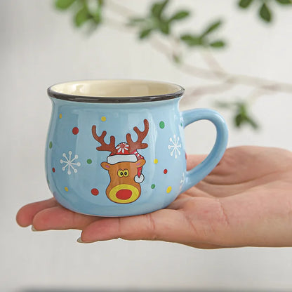 Festive Ceramic Mug with Cartoon Characters – 150ml Holiday-Themed Coffee and Milk Cup - Home Fads 