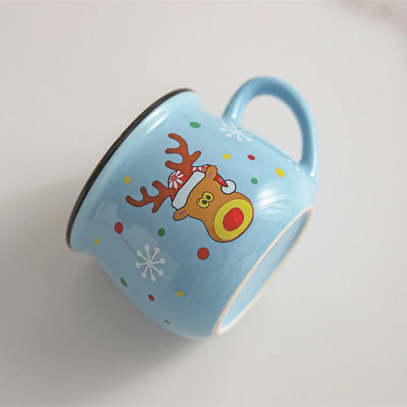 Festive Ceramic Mug with Cartoon Characters – 150ml Holiday-Themed Coffee and Milk Cup - Home Fads 