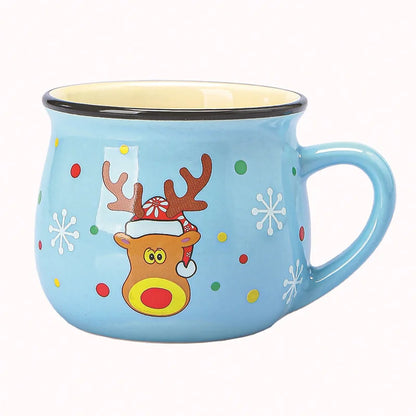 Festive Ceramic Mug with Cartoon Characters – 150ml Holiday-Themed Coffee and Milk Cup - Home Fads 