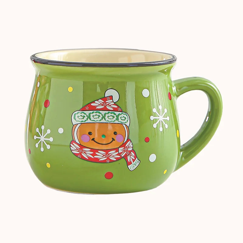 Festive Ceramic Mug with Cartoon Characters – 150ml Holiday-Themed Coffee and Milk Cup - Home Fads 
