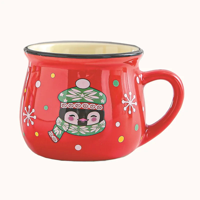 Festive Ceramic Mug with Cartoon Characters – 150ml Holiday-Themed Coffee and Milk Cup - Home Fads 