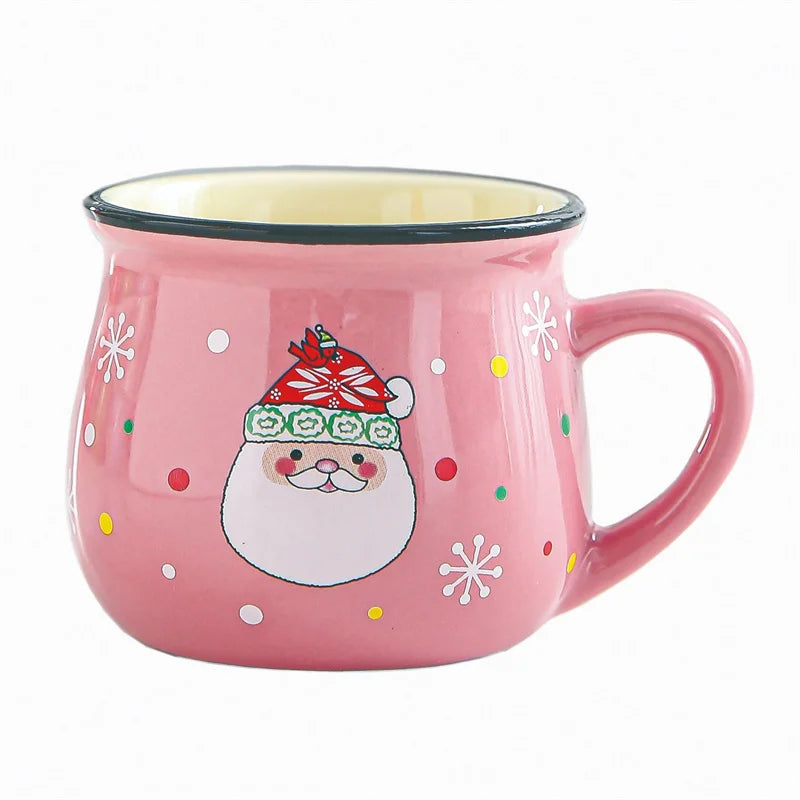 Festive Ceramic Mug with Cartoon Characters – 150ml Holiday-Themed Coffee and Milk Cup - Home Fads 