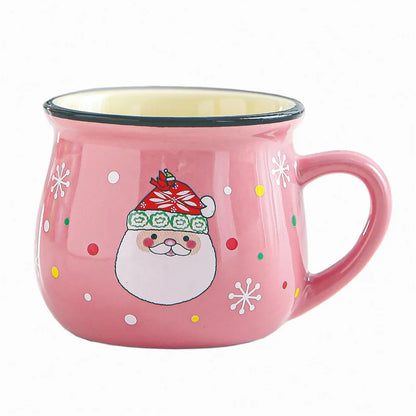 Festive Ceramic Mug with Cartoon Characters – 150ml Holiday-Themed Coffee and Milk Cup - Home Fads 