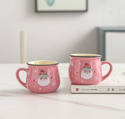Festive Ceramic Mug with Cartoon Characters – 150ml Holiday-Themed Coffee and Milk Cup - Home Fads 