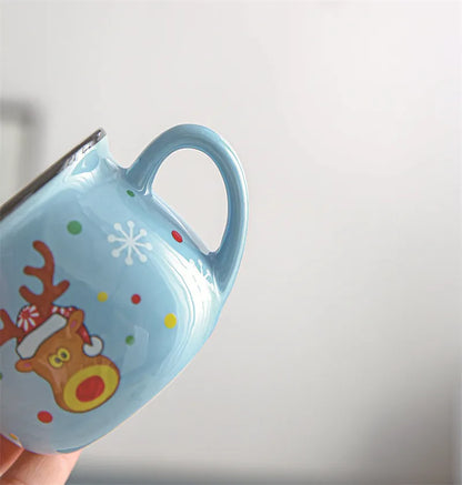 Festive Ceramic Mug with Cartoon Characters – 150ml Holiday-Themed Coffee and Milk Cup - Home Fads 