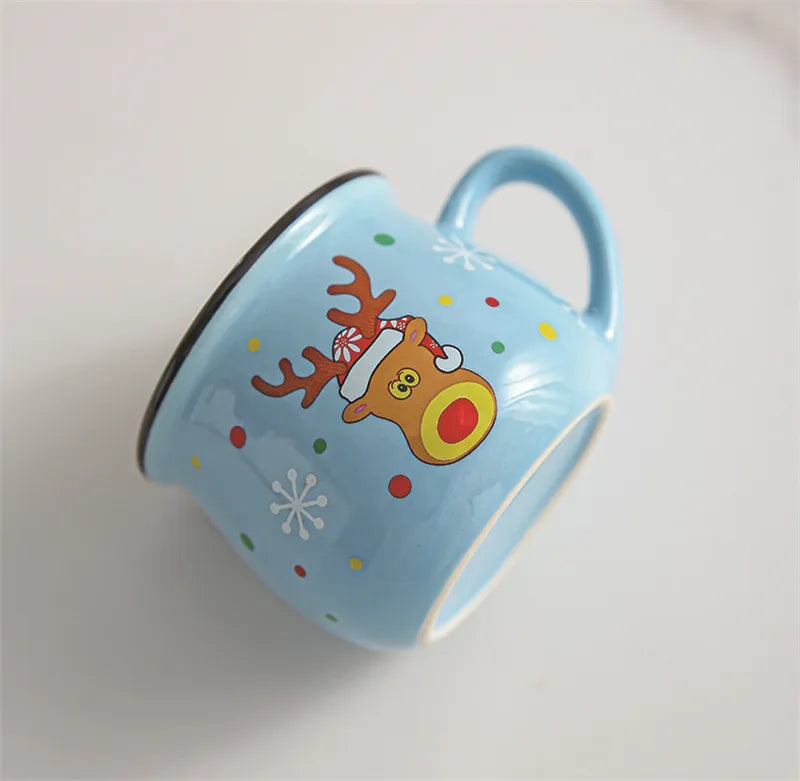 Festive Ceramic Mug with Cartoon Characters – 150ml Holiday-Themed Coffee and Milk Cup - Home Fads 