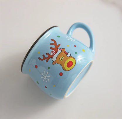 Festive Ceramic Mug with Cartoon Characters – 150ml Holiday-Themed Coffee and Milk Cup - Home Fads 
