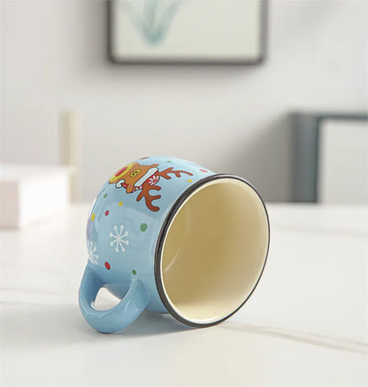 Festive Ceramic Mug with Cartoon Characters – 150ml Holiday-Themed Coffee and Milk Cup - Home Fads 
