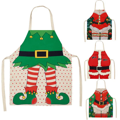 Festive Linen Apron – Holiday-Themed Kitchen, Art, and Home Décor - Home Fads 
