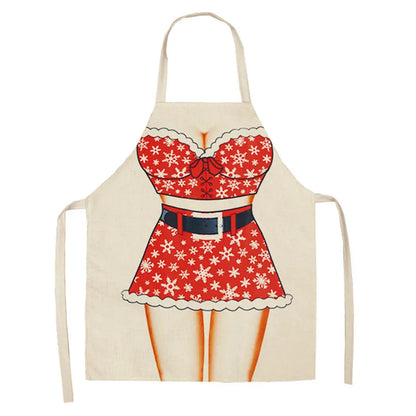 Festive Linen Apron – Holiday-Themed Kitchen, Art, and Home Décor - Home Fads 