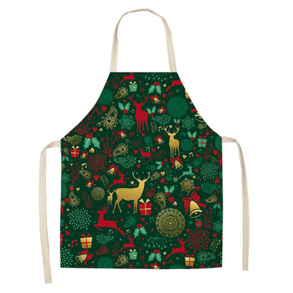 Festive Linen Apron – Holiday-Themed Kitchen, Art, and Home Décor - Home Fads 