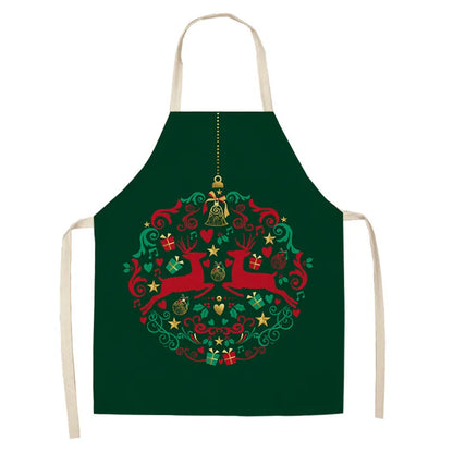 Festive Linen Apron – Holiday-Themed Kitchen, Art, and Home Décor - Home Fads 