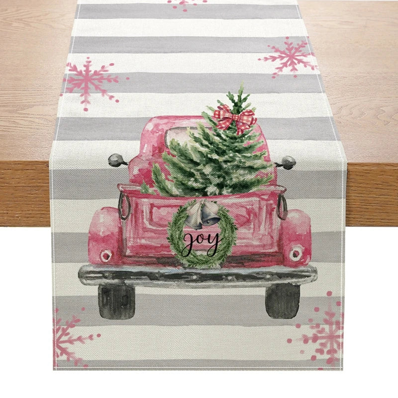 Festive Linen Table Runner – Decorative Dining Table Cover for Seasonal Décor - Home Fads 