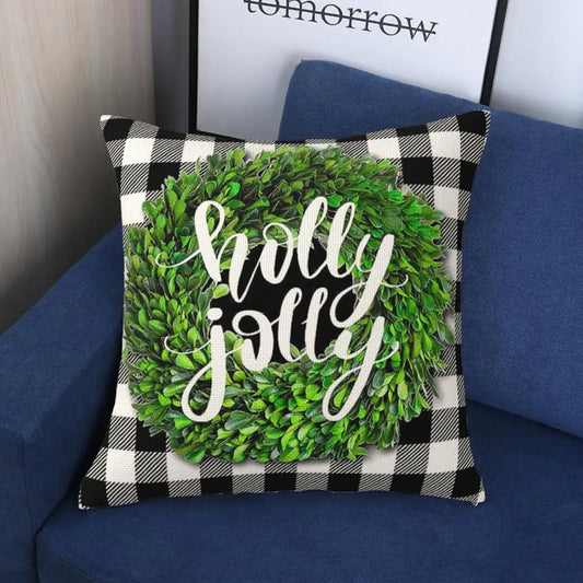 Festive Throw Pillowcase with Christmas Tree & Plaid Design – Decorative Cushion Cover for Holiday Home and Office Decor - Home Fads 