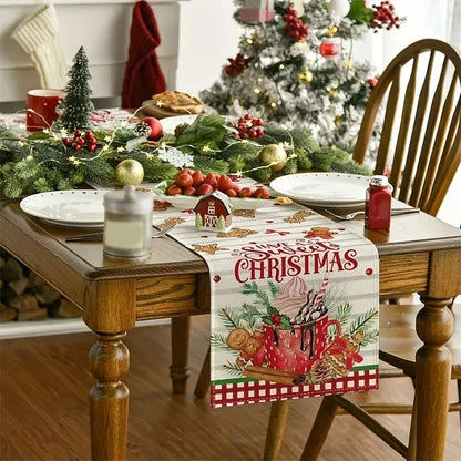 Festive Linen Table Runner – Decorative Dining Table Cover for Seasonal Décor