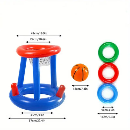 Floating Basketball Hoop or Cross-Throwing Pool Toy – Inflatable Water Game Set with Anti-Leak Valve and Durable PVC - Home Fads 