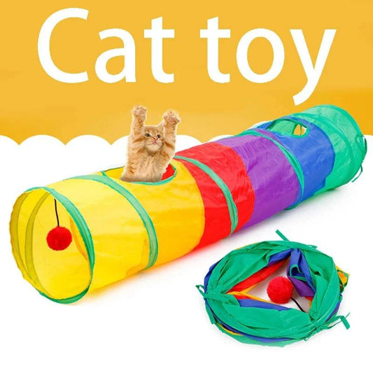 Foldable Interactive Cat Tunnel: Collapsible Pet Play Tube for Stimulating Indoor and Outdoor Exercise - Home Fads 
