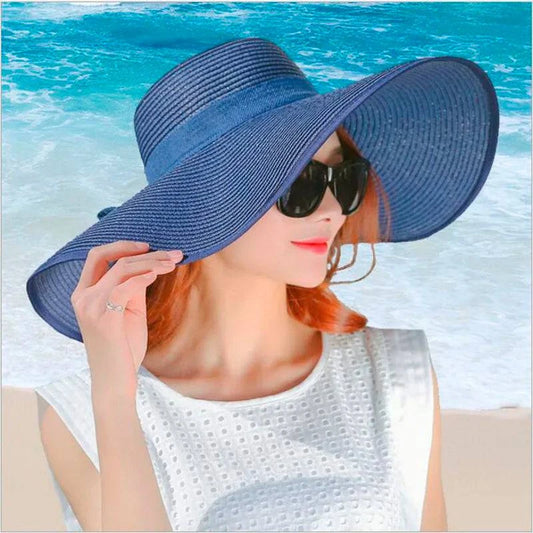 Foldable Wide Brim Straw Beach Hat for Women - Sun Block UV Protection Panama Hat - Available in 11 vibrant colors to match every style and outfit - Home Fads 