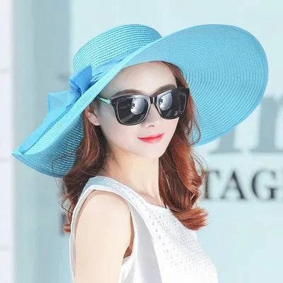 Foldable Wide Brim Straw Beach Hat for Women - Sun Block UV Protection Panama Hat - Available in 11 vibrant colors to match every style and outfit - Home Fads 