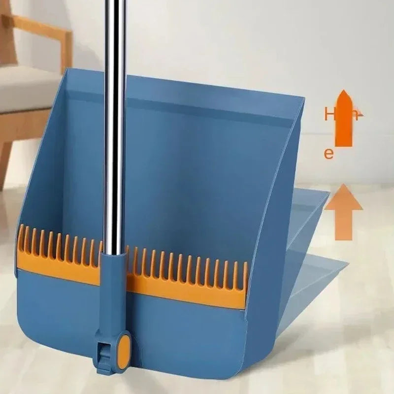 Folding Broom and Dustpan Set – Hair Comb Teeth for Easy Debris Removal, 45° Angled Design for Corners, and Compact Storage - Home Fads 
