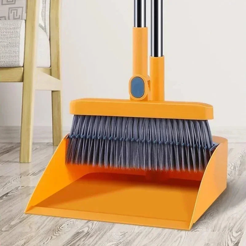 Folding Broom and Dustpan Set – Hair Comb Teeth for Easy Debris Removal, 45° Angled Design for Corners, and Compact Storage - Home Fads 