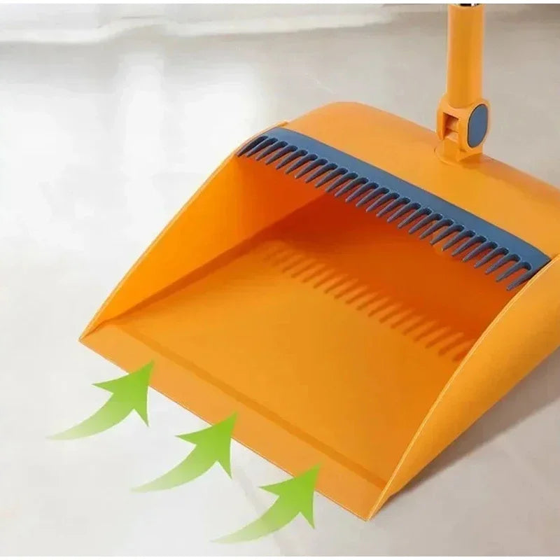 Folding Broom and Dustpan Set – Hair Comb Teeth for Easy Debris Removal, 45° Angled Design for Corners, and Compact Storage - Home Fads 