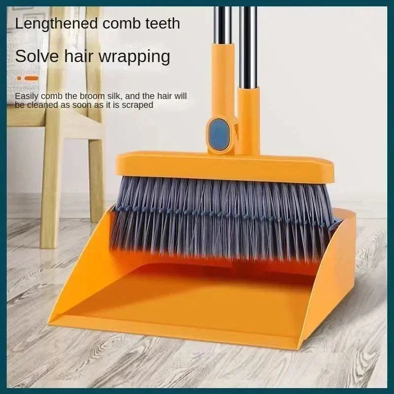 Folding Broom and Dustpan Set – Hair Comb Teeth for Easy Debris Removal, 45° Angled Design for Corners, and Compact Storage - Home Fads 