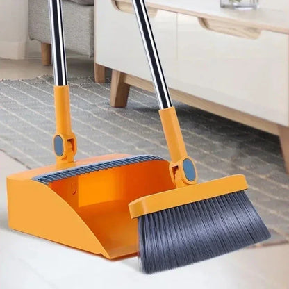 Folding Broom and Dustpan Set – Hair Comb Teeth for Easy Debris Removal, 45° Angled Design for Corners, and Compact Storage - Home Fads 