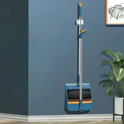 Folding Broom and Dustpan Set – Hair Comb Teeth for Easy Debris Removal, 45° Angled Design for Corners, and Compact Storage