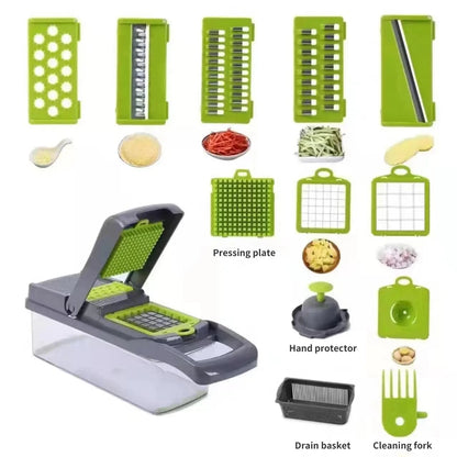 Fruits and Vegetable Chopper – 14-in-1 Mandoline Slicer, Cutter, and Grater – Multifunctional Kitchen Tool - Home Fads 
