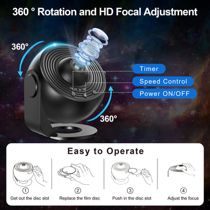 Galaxy Projector with 13 Planet Discs – 360° Rotating Planetarium, HD Night Light with Aurora, Stars, and Timer for Bedroom or Holiday Decor - Home Fads 