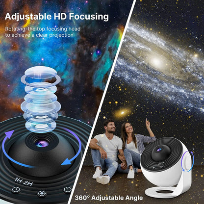 Galaxy Projector with 13 Planet Discs – 360° Rotating Planetarium, HD Night Light with Aurora, Stars, and Timer for Bedroom or Holiday Decor - Home Fads 