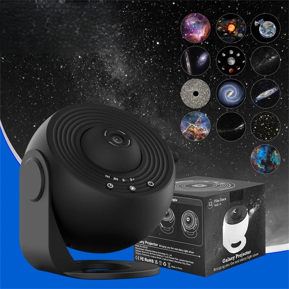 Galaxy Projector with 13 Planet Discs – 360° Rotating Planetarium, HD Night Light with Aurora, Stars, and Timer for Bedroom or Holiday Decor - Home Fads 