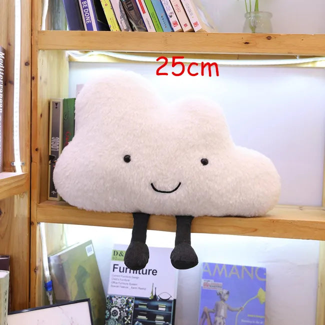 Almohada de peluche con forma de nube sonriente: cojín de peluche suave para niños, bebés y niñas: regalo adorable para dormitorios y guarderías