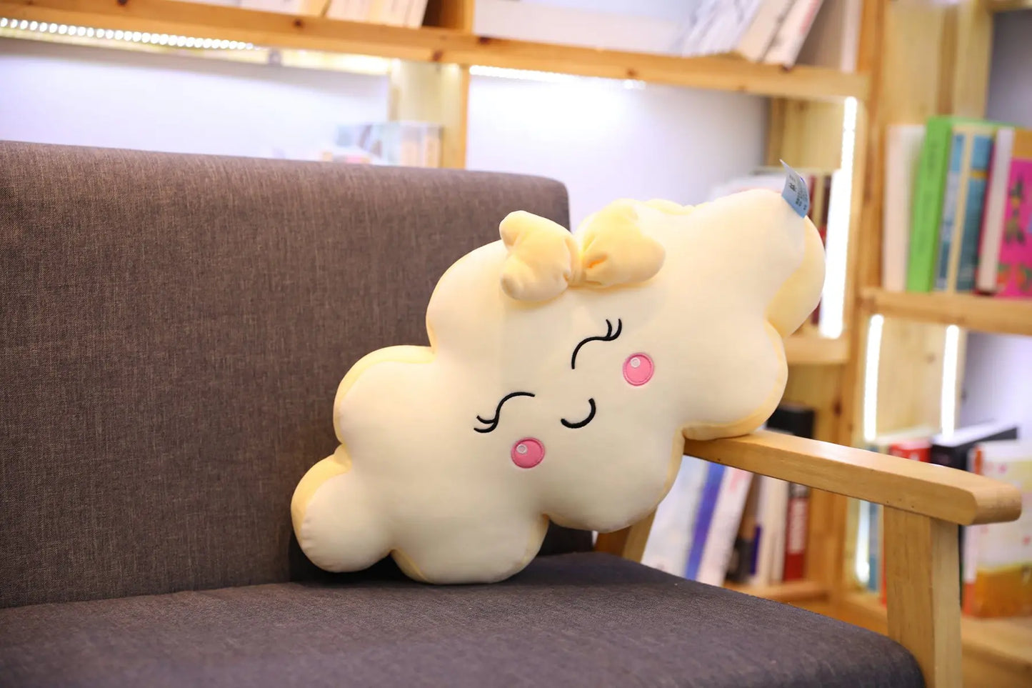 Almohada de peluche con forma de nube sonriente: cojín de peluche suave para niños, bebés y niñas: regalo adorable para dormitorios y guarderías