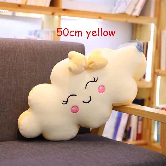 Almohada de peluche con forma de nube sonriente: cojín de peluche suave para niños, bebés y niñas: regalo adorable para dormitorios y guarderías