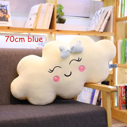 Almohada de peluche con forma de nube sonriente: cojín de peluche suave para niños, bebés y niñas: regalo adorable para dormitorios y guarderías